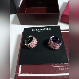 Coach signature earrings New with box and dust cover